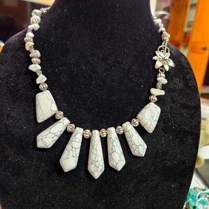 20" Natural Howlite Gemstone with Black Hemalite Healing accents.